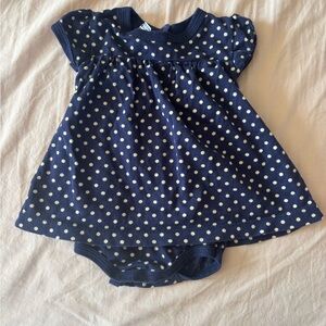 Petit Bateau Navy and White Polka Dot Dress/bodysuit